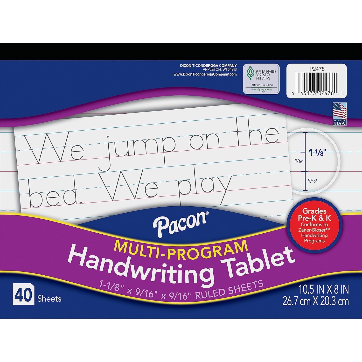 Pacon Zaner-Bloser Pre-K & K Handwriting Paper - 40 Sheets