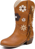 Girls Cowboy Boots with Floral Embroidery for Little Kids