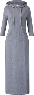 Women's Casual Pullover Maxi Hoodie Dress - Lightweight Cotton Blend