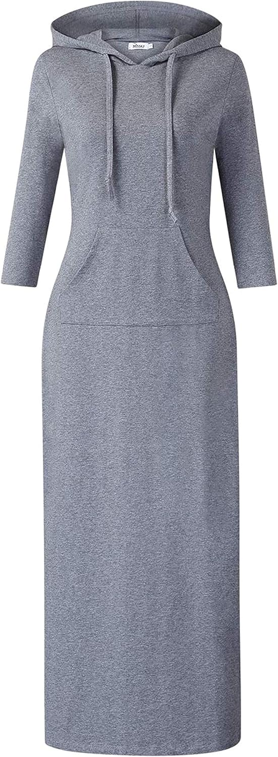 MISSKY Women's Casual Pocket Slim Pullover Maxi Dress Review