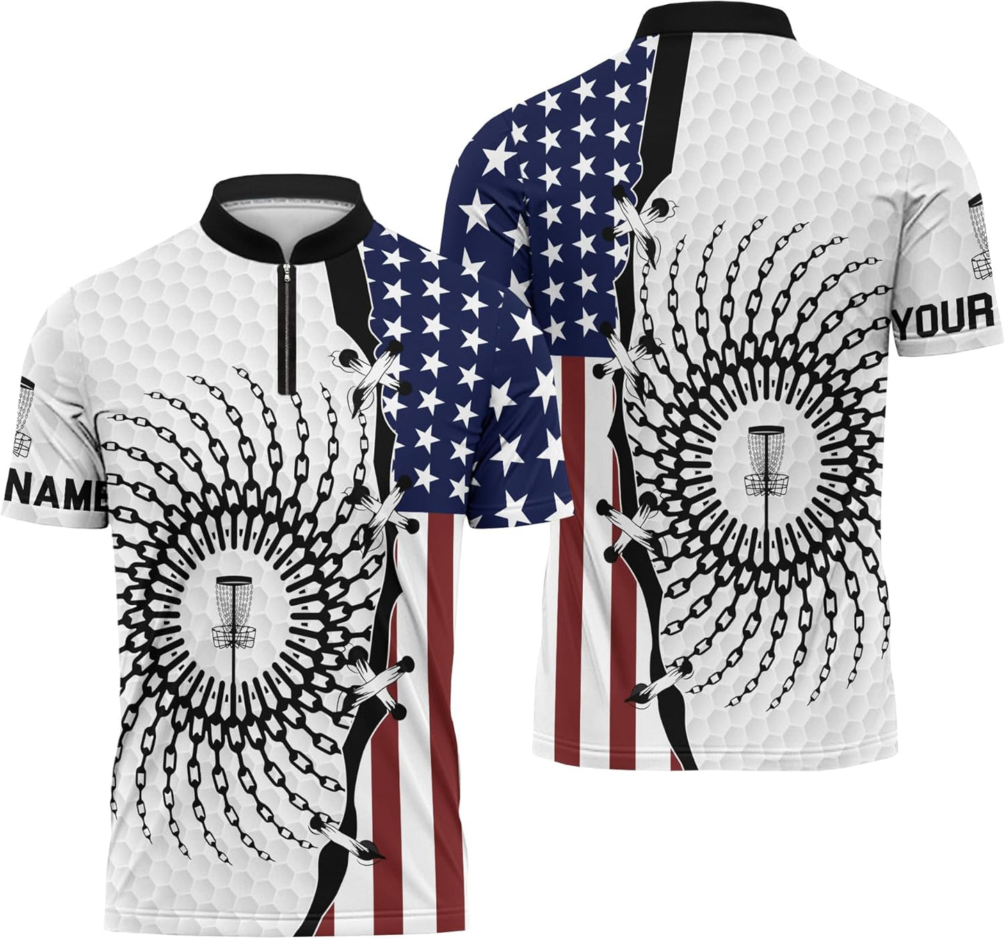 Stylish Disc Golf 1/4 Zip Jersey - USA Basket Design