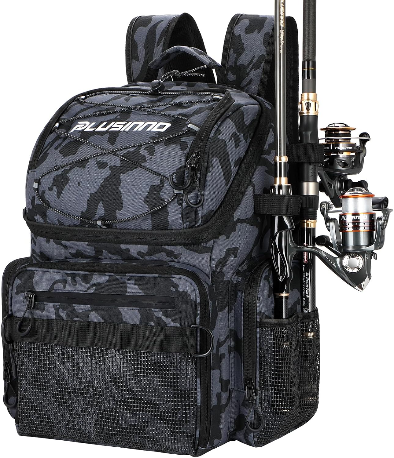 PLUSINNO 45L Fishing Backpack with Rod Holders & Cooler