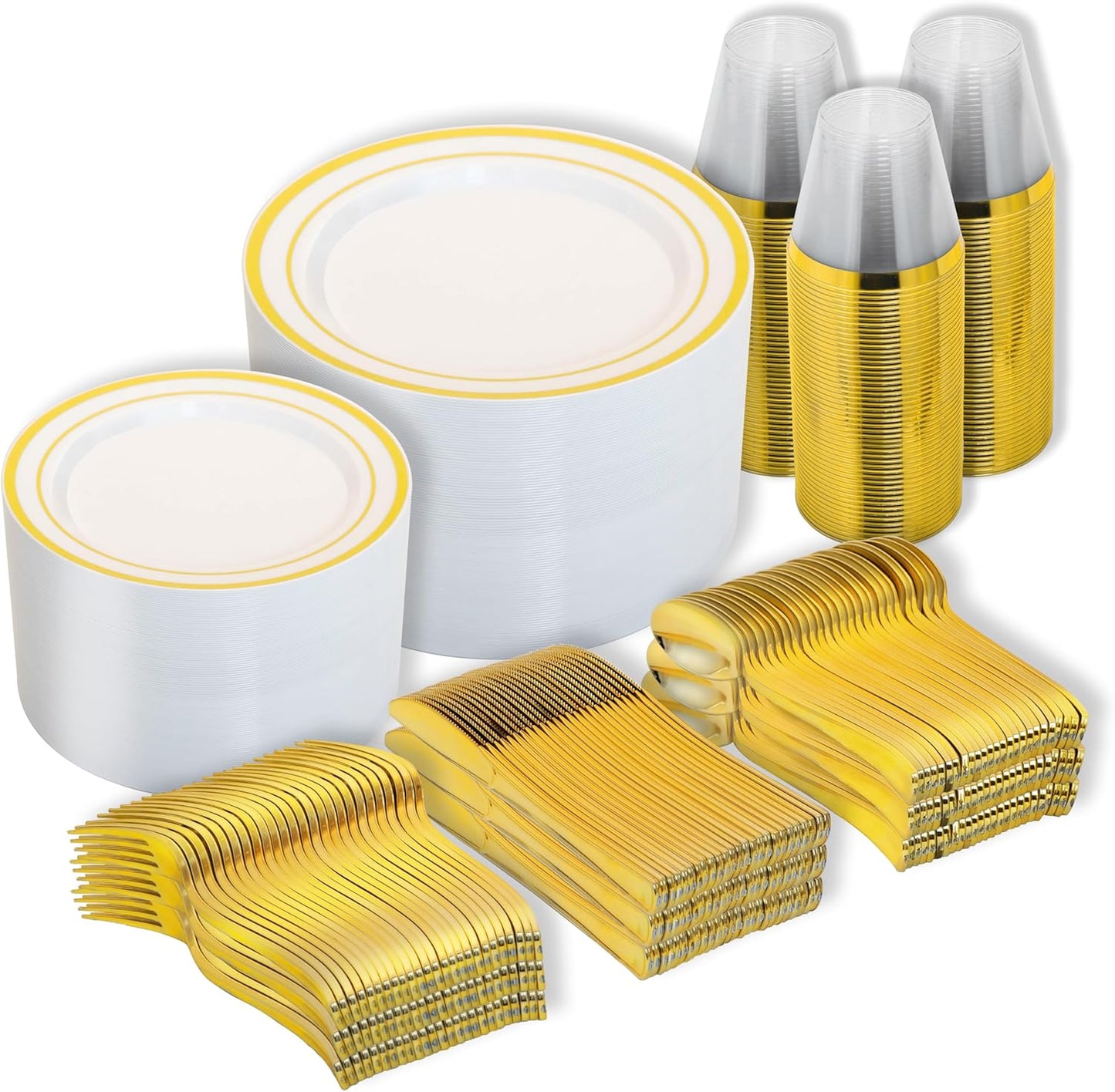 N9R 600PCS Disposable Plastic Plates for Elegant Parties