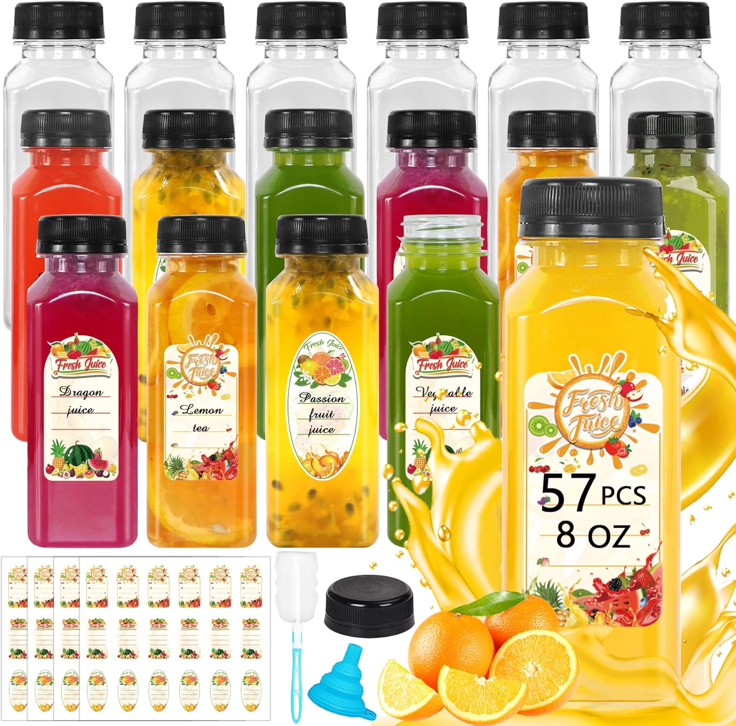 Plastic Juice Bottles with Caps for Juicing and Smoothies