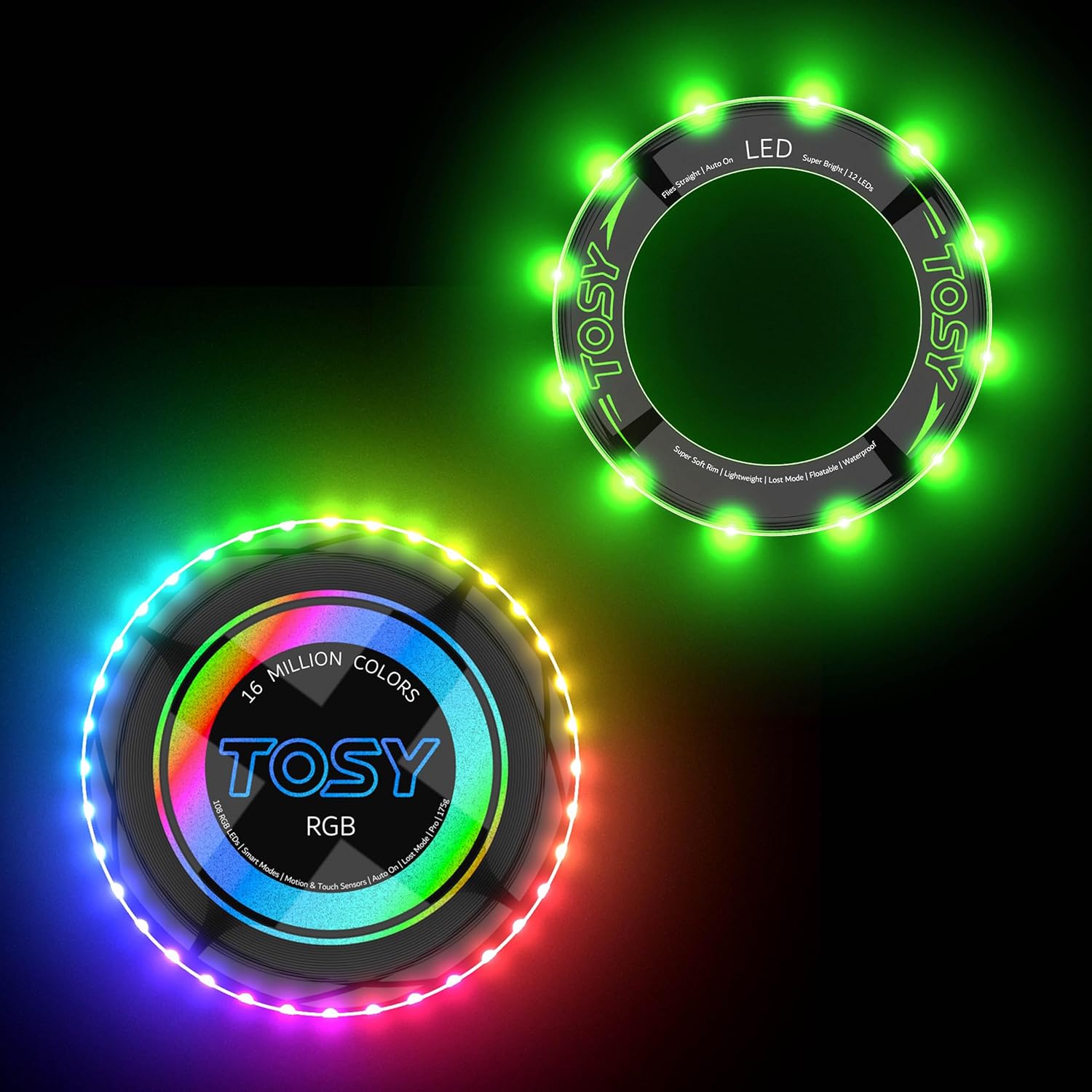 Ultimate Glow Set - RGB Frisbee + Green Ring by TOSY