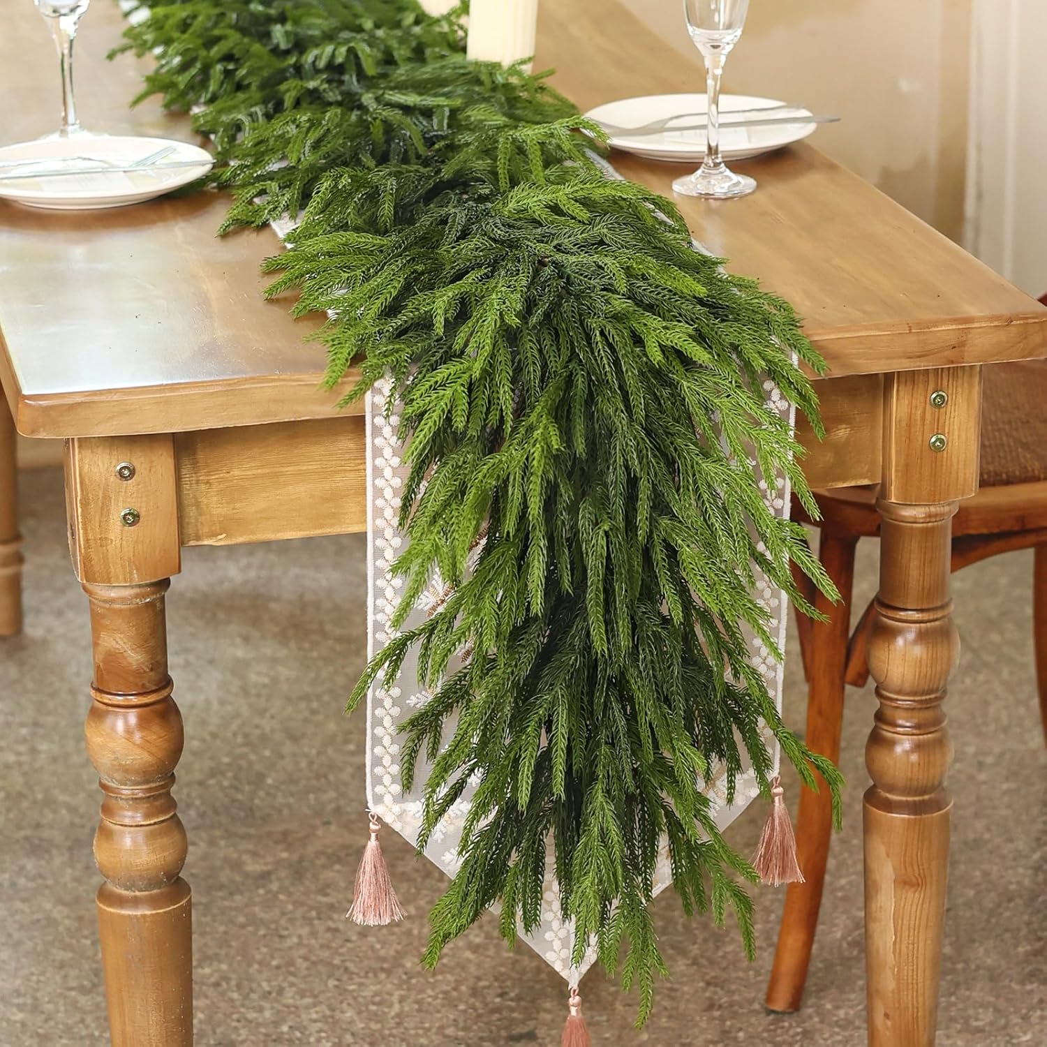 9FT Real Touch Norfolk Pine Garland for Holiday Decor