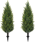 3FT Artificial Cedar Topiary Trees Set of 2 - Low Maintenance Outdoor