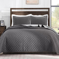 King Size Grey Reversible Quilt Set 104x96 in - Lightweight All-Season