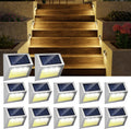 Solar Lights Outdoor 12 Pack Warm Light - Durable Step, Fence and Deck