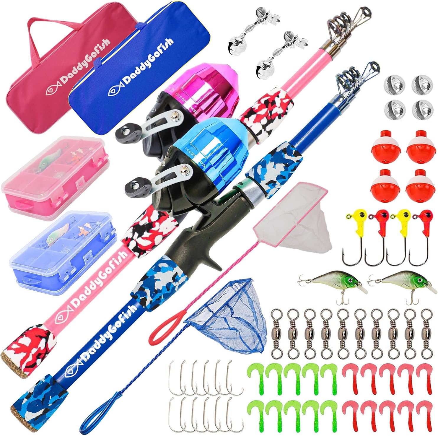 DaddyGoFish Kids Fishing Pole Combo Set for Young Anglers
