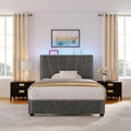 EnHomee Twin Bed Frame Velvet with LED Light and Headboard - Stylish