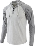 Mens Hoodies Shirt Casual Athletic Workout Henley Hoodie - Lightweight