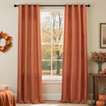 Burnt Orange Curtains 96 in Long - Semi Sheer Linen Drapes for Living