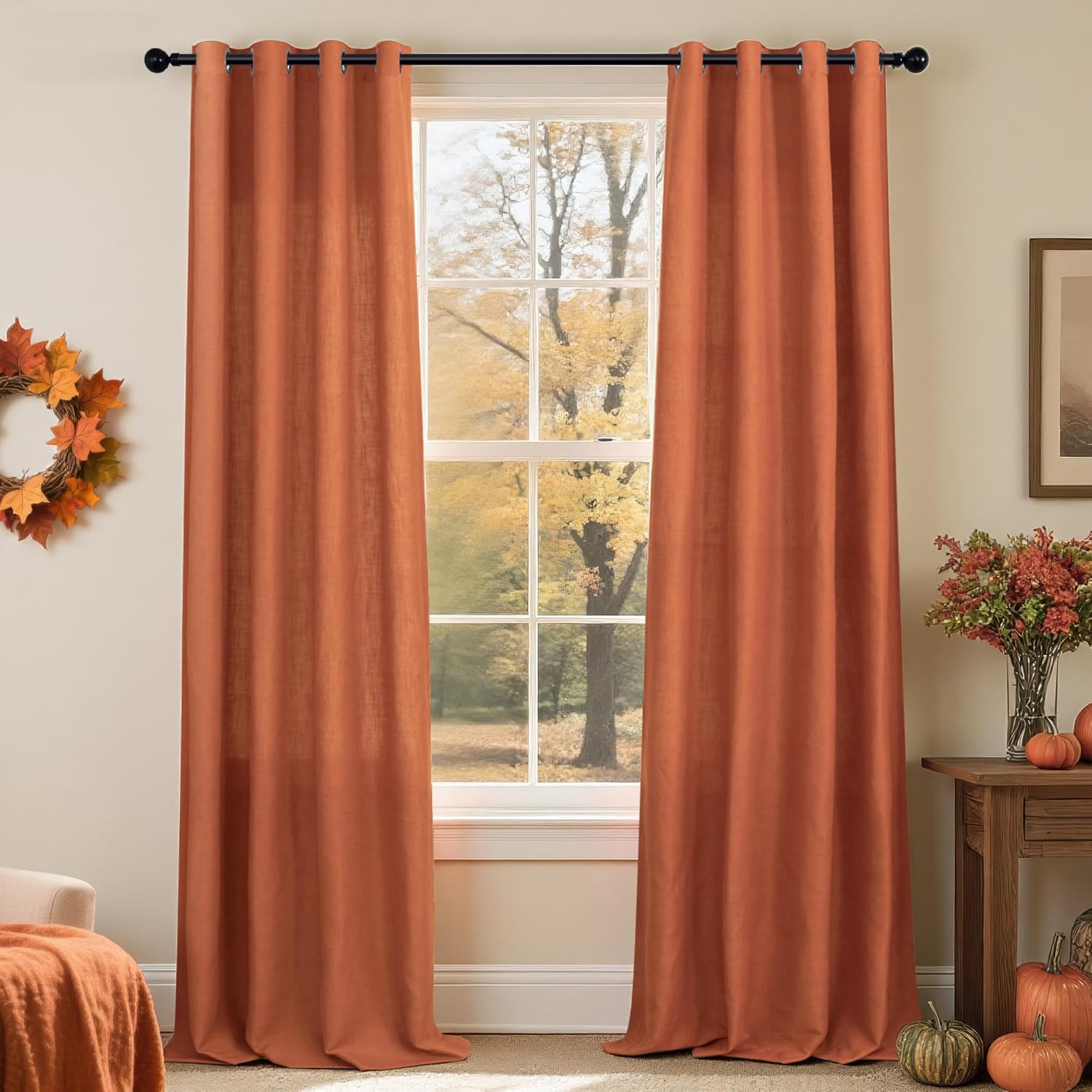 Pitalk Burnt Orange Curtains 96 Inches Long for Stylish Homes