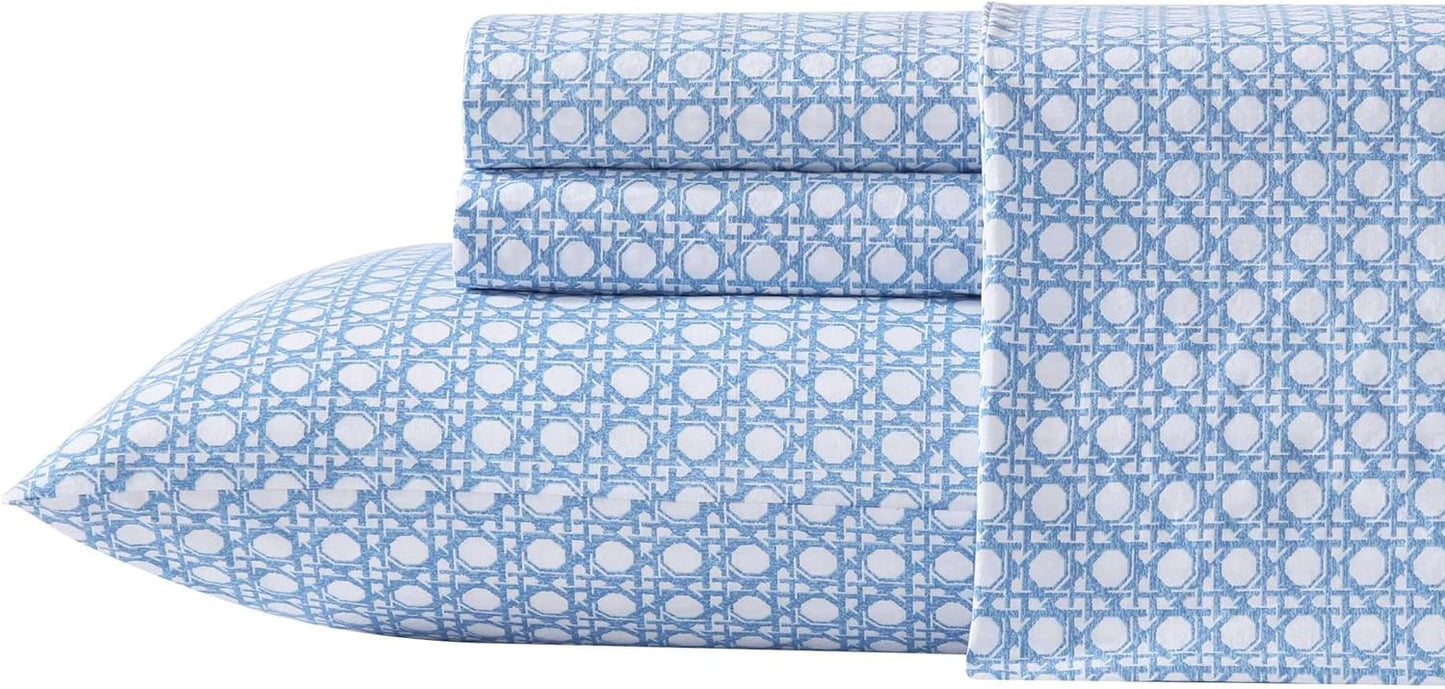 Tommy Bahama Queen Bed Sheets - Crisp Cotton Percale Set