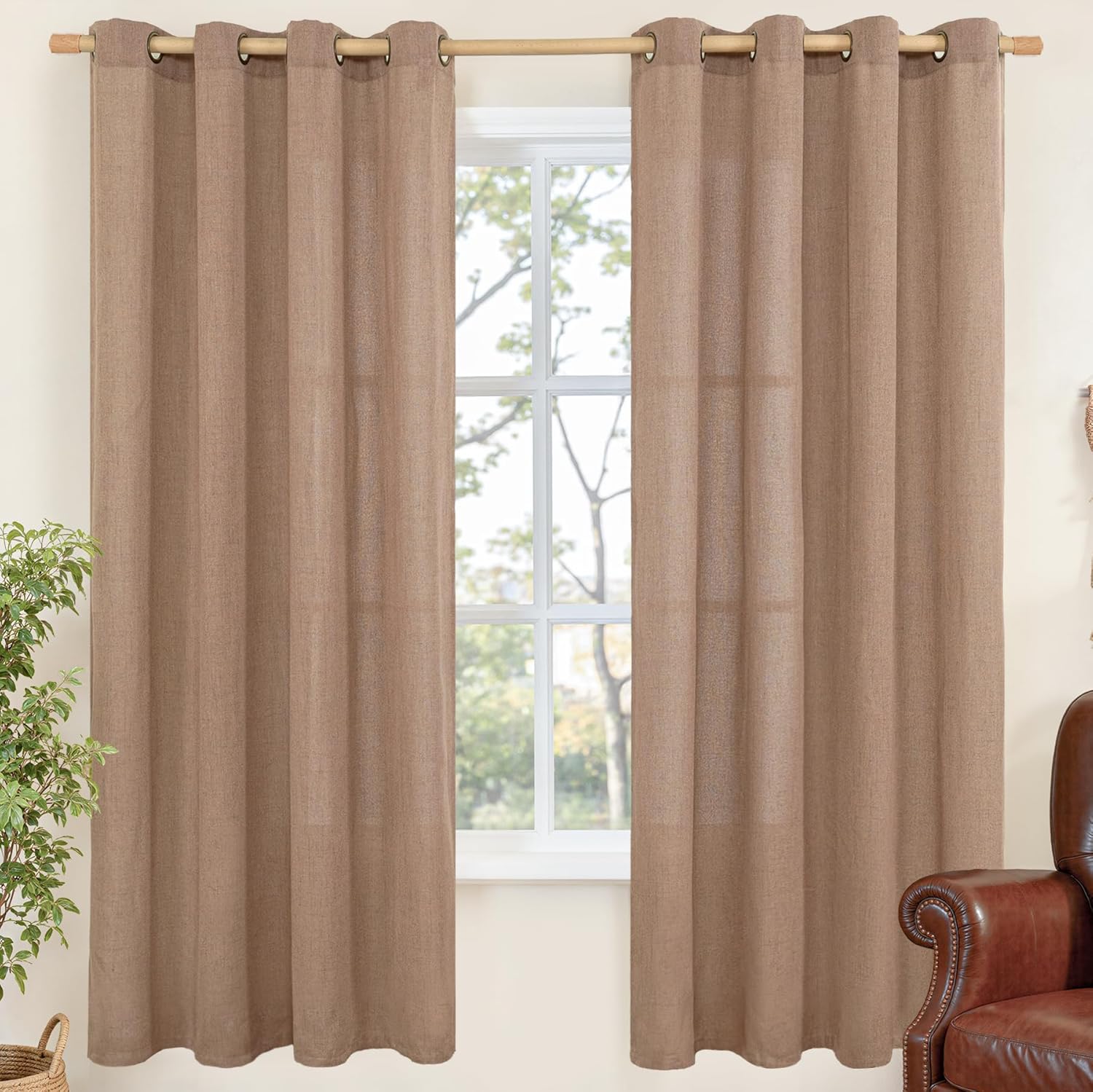 YoungsTex Linen Semi Sheer Curtains for Cozy Living Spaces