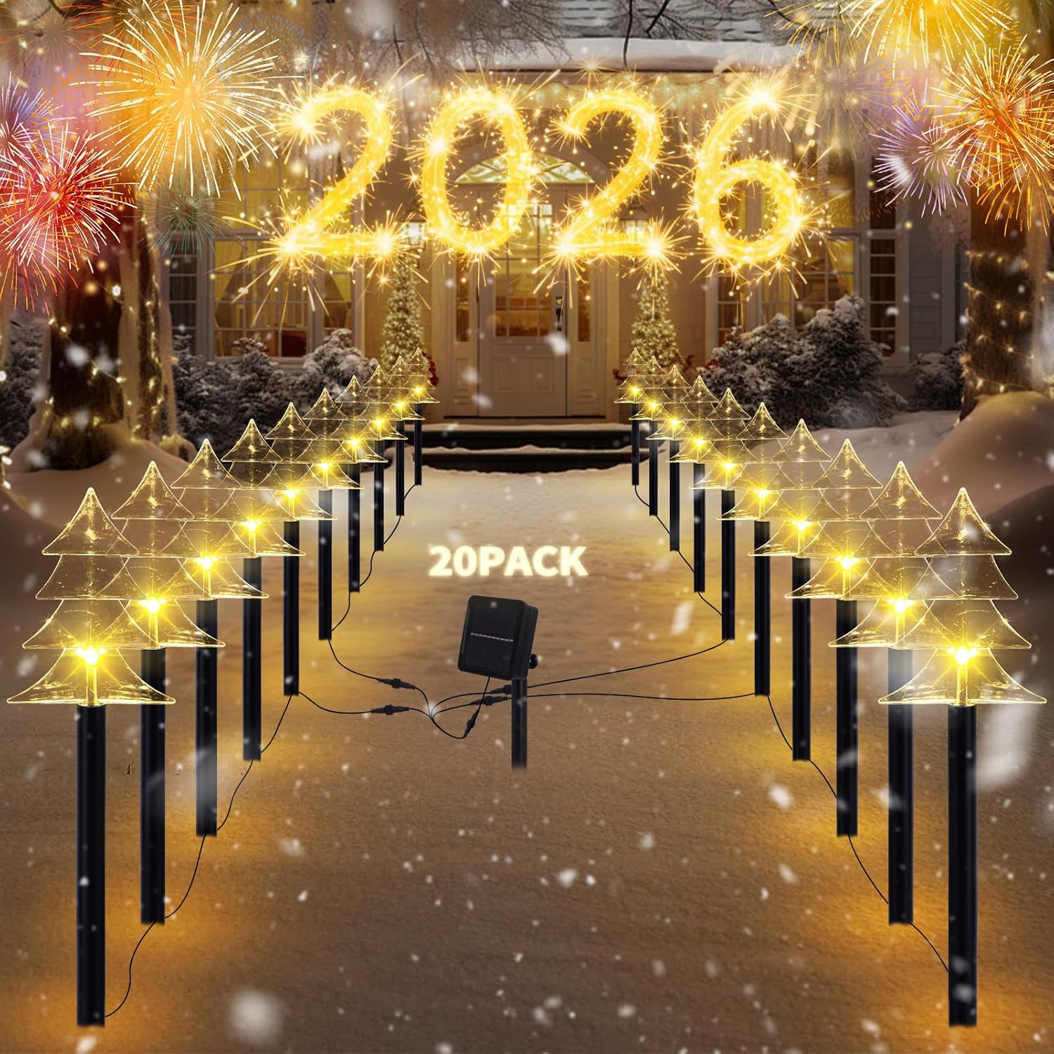ILLUMINEW Outdoor Christmas Decorations - Solar Xmas Pathway Lights