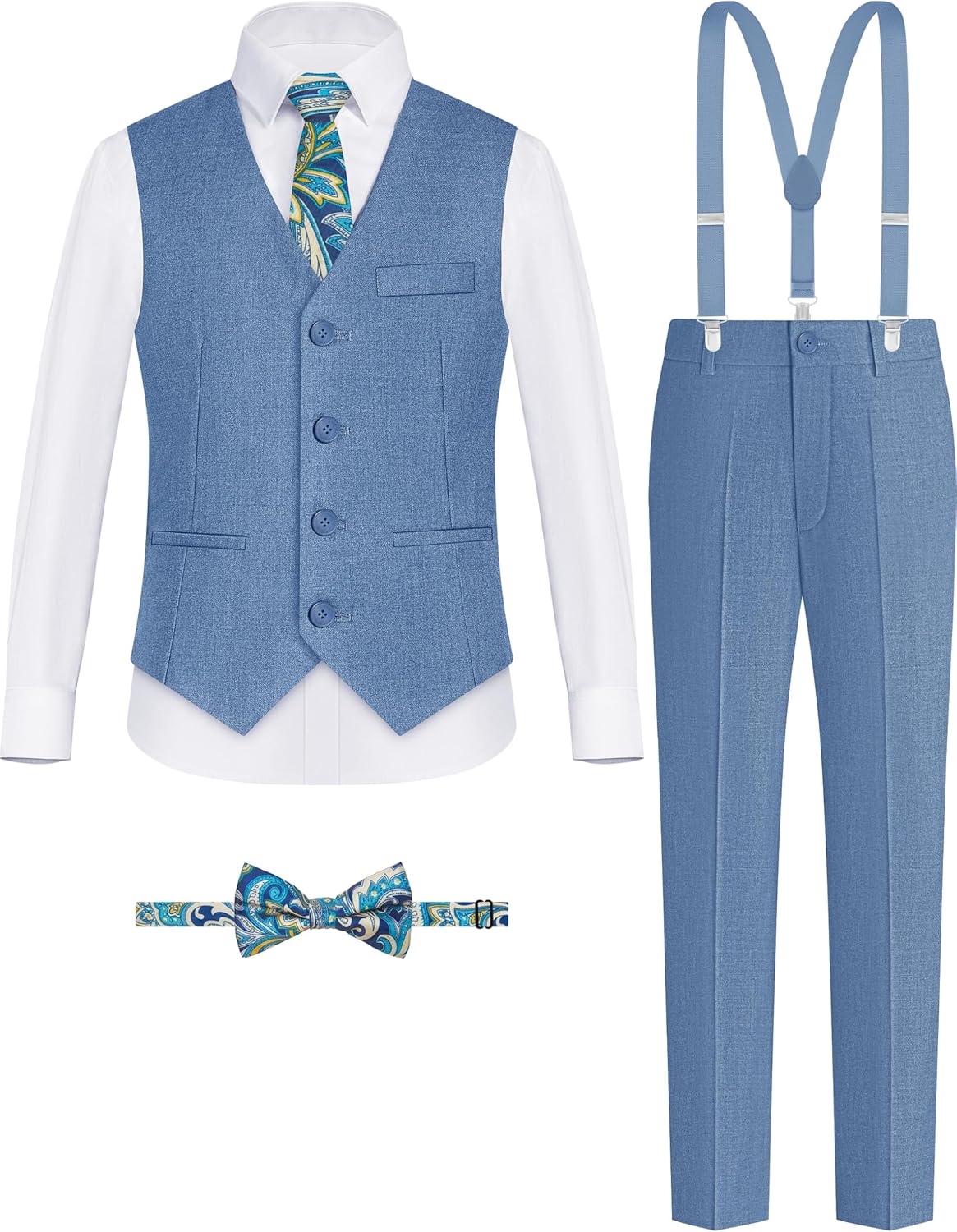 Boys' Formal Suit Vest Set with Suspenders for Stylish Events