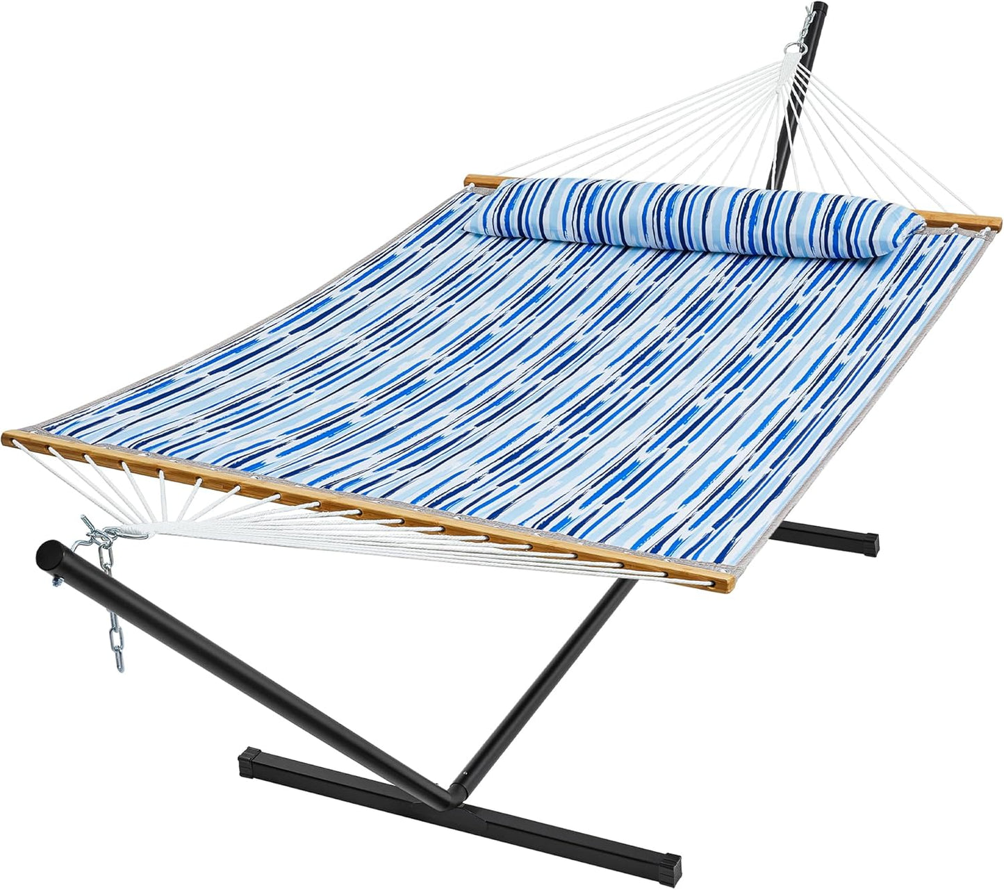 SUPERJARE Hammock with Stand for 2, Quilted Outdoor Comfort
