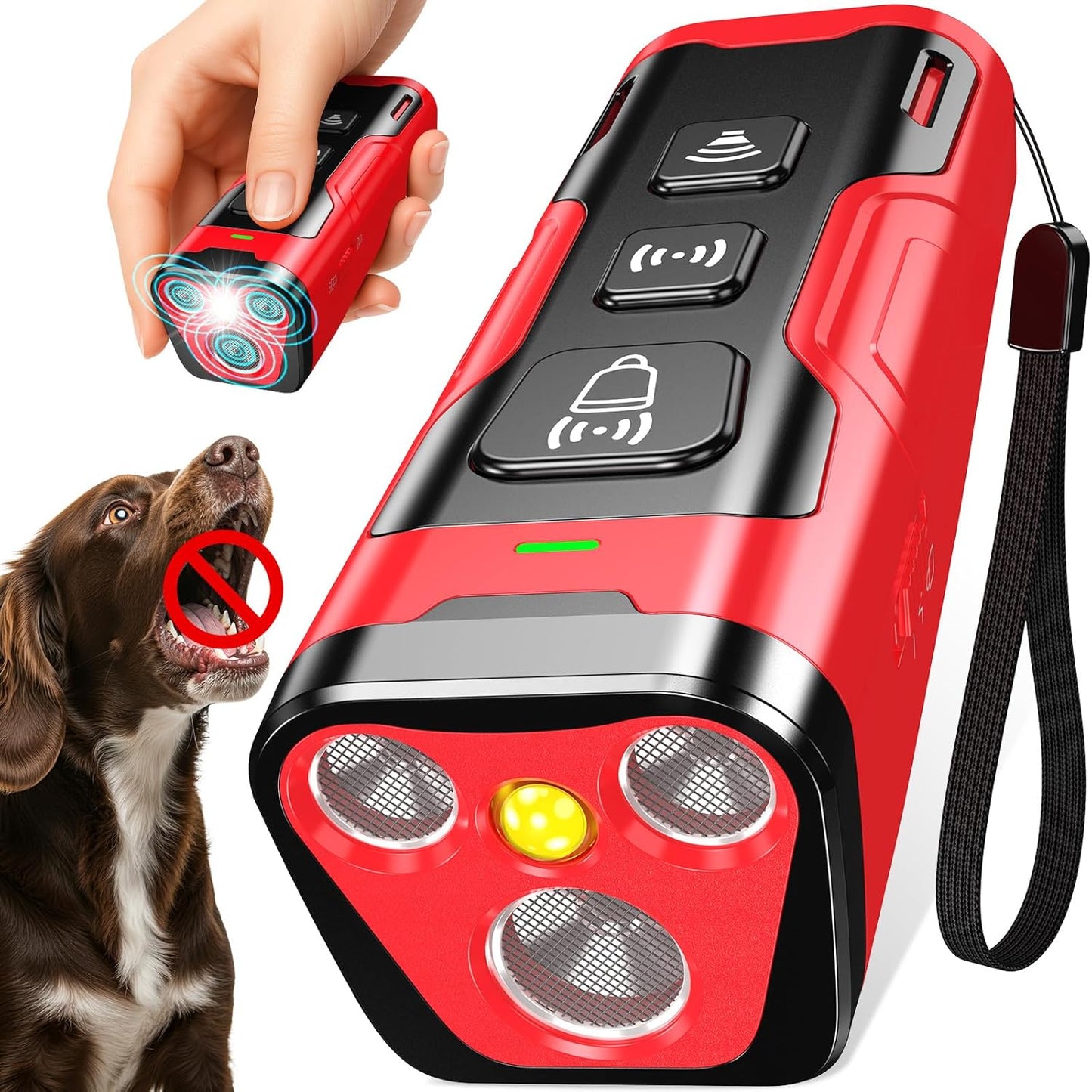 Dog Bark Deterrent Device with 3X Ultrasonic Emitters for Training