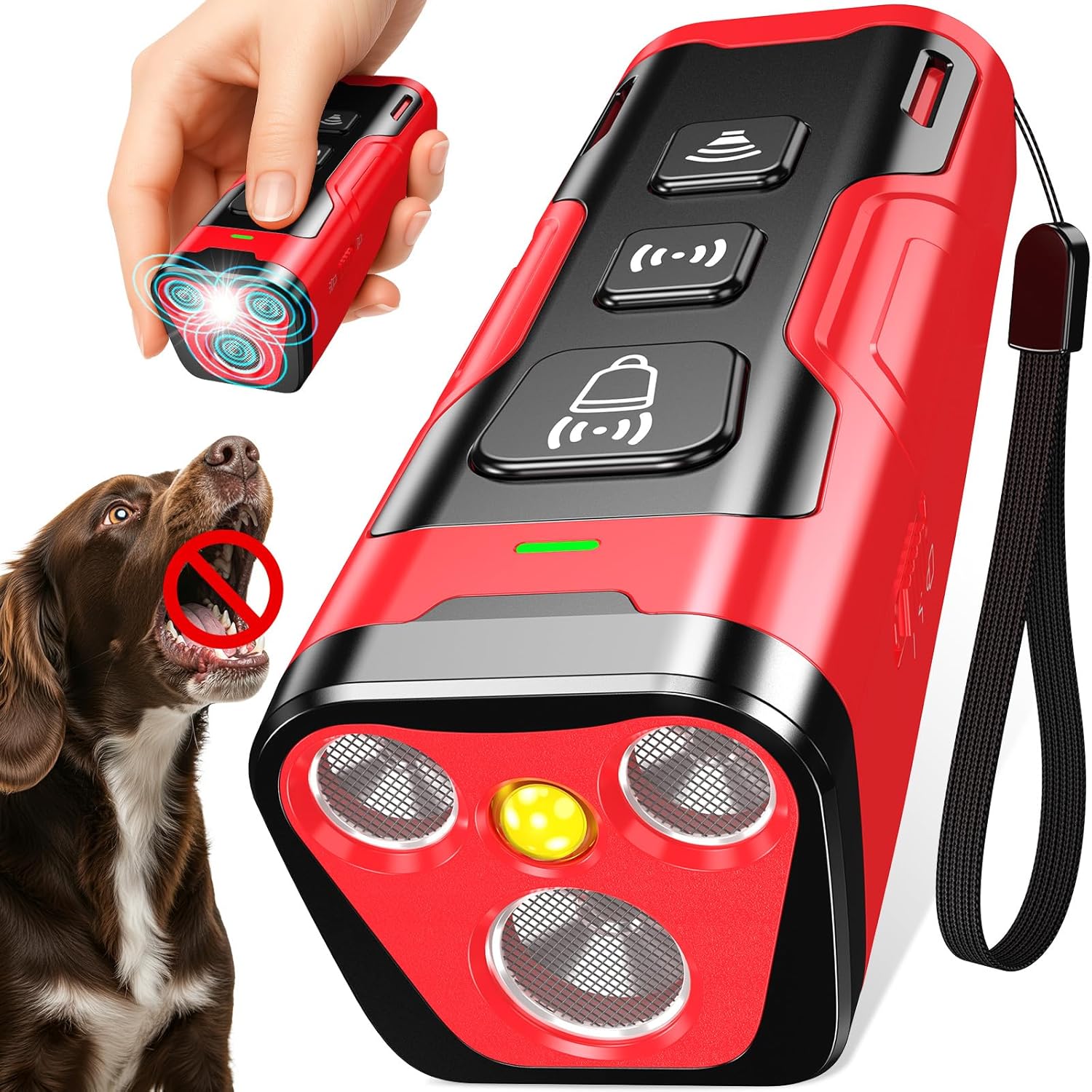 Dog Bark Deterrent Device with 3X Ultrasonic Emitters for Training