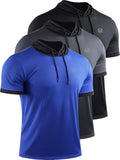 Men's Dry Fit Performance Athletic Hooded Shirt - Breathable Workout