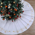 72in Extra Large Christmas Tree Skirt White Velvet with Gold