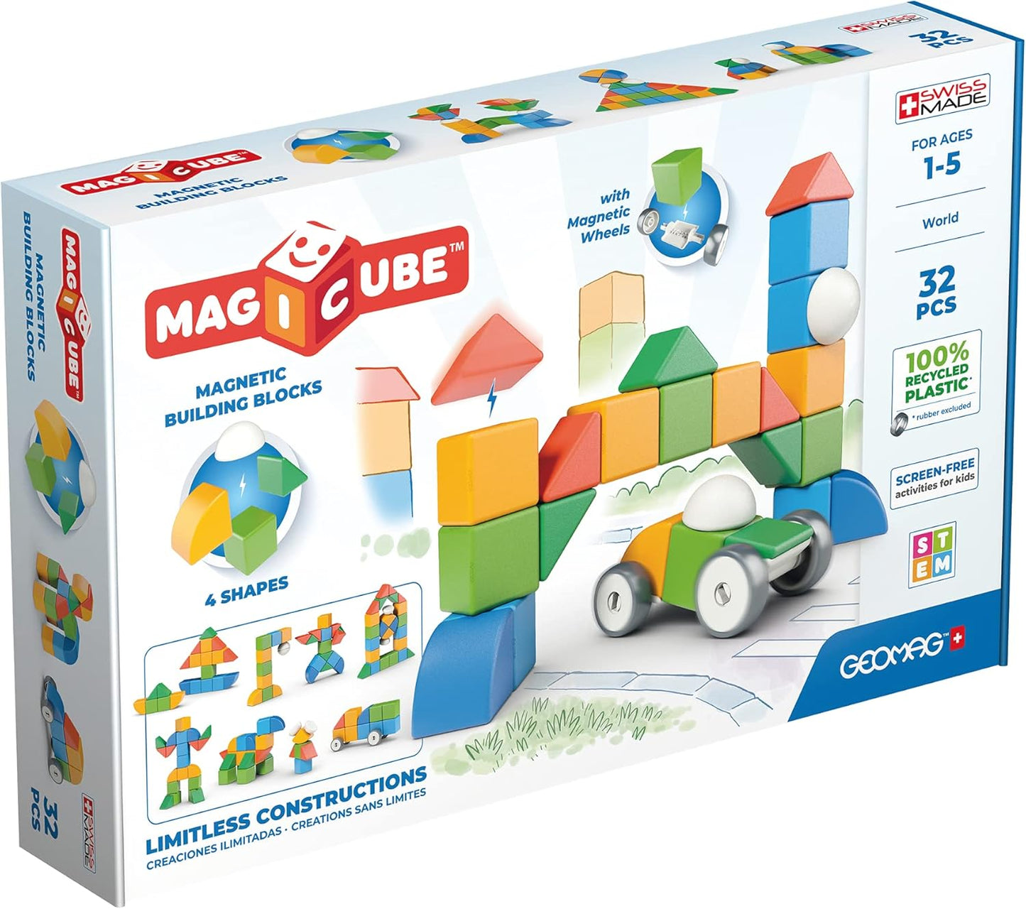 Geomag MagiCube Magnetic Blocks for Toddlers & Kids Ages 1-5