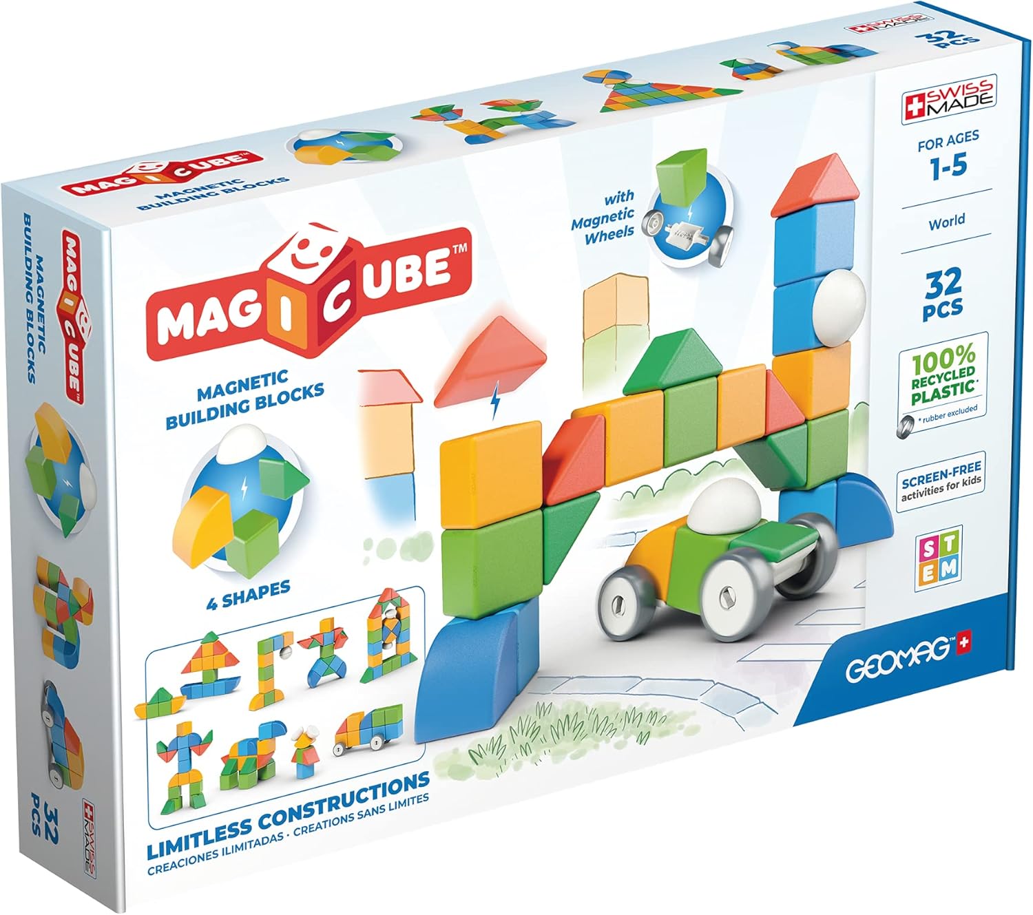 Geomag MagiCube Magnetic Blocks for Toddlers & Kids Ages 1-5