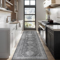 2x10 Gray Non Slip Hallway Runner Rug - Machine Washable Low Pile