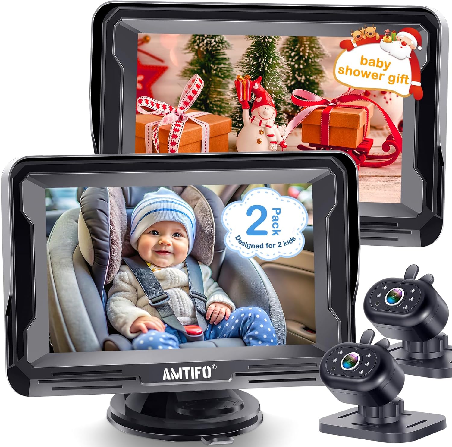 Dual Rear-Facing Baby Monitor System for Twins with Night Vision