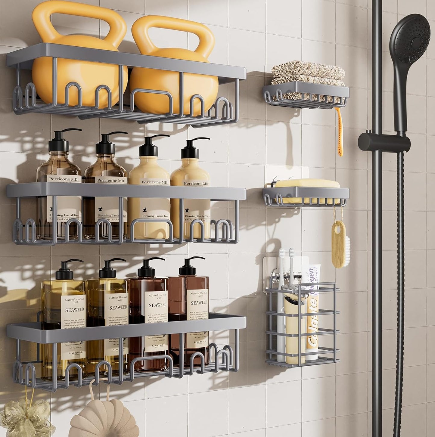 Veken 6-Pack Rustproof Shower Caddy for Bathroom Storage