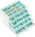 Clear Acrylic Earring Organizer for Women - Aqua 5-Drawer Jewelry Box