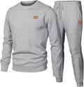 Mens 2 Piece Sweatsuits Outfits Casual Crewneck Jacquard Sweatshirt is