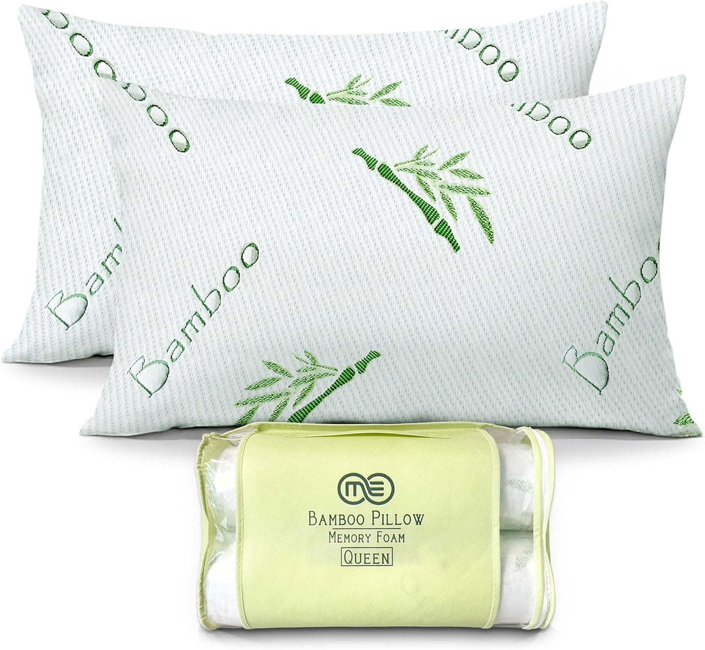 OMEO 2 Pack Queen Size Bamboo Pillow for All Sleepers Comfort
