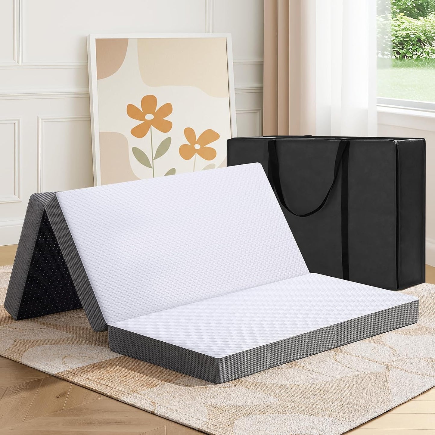 MASVIS Trifold Mattress - 4 Inch Memory Foam for Comfort
