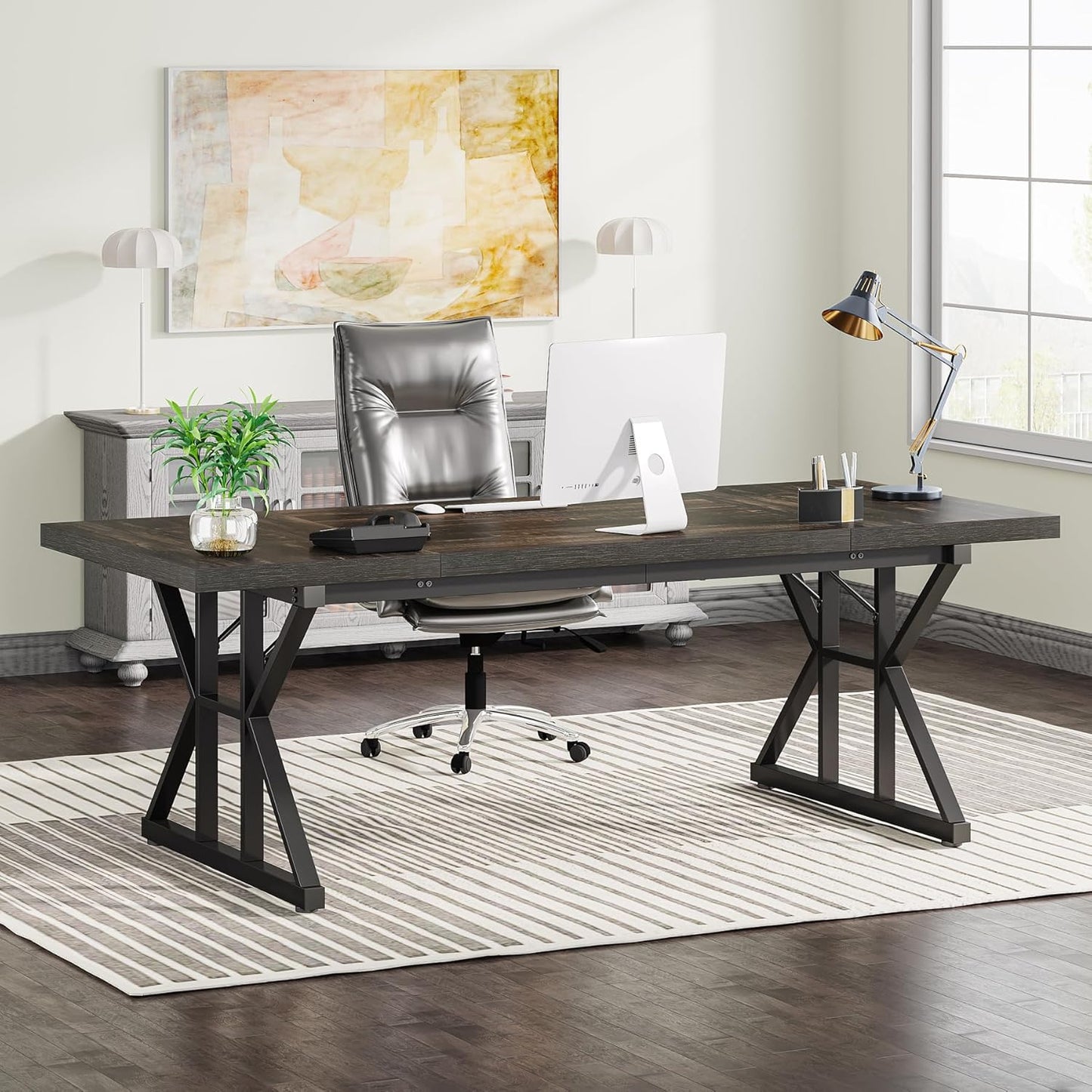 Tribesigns 70.8-Inch Executive Desk for Home Office Use