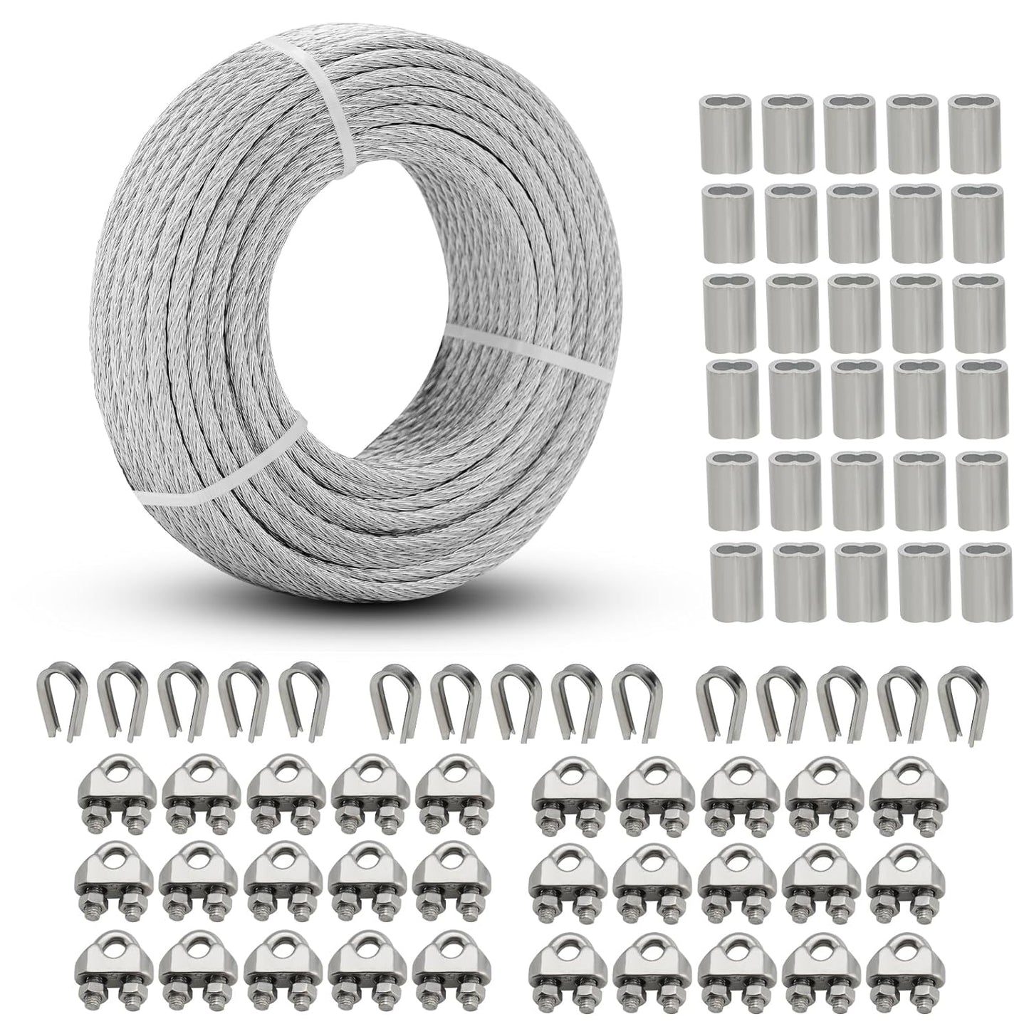 1/8 Cable Steel Cable Kit 150ft for Outdoor Projects and More