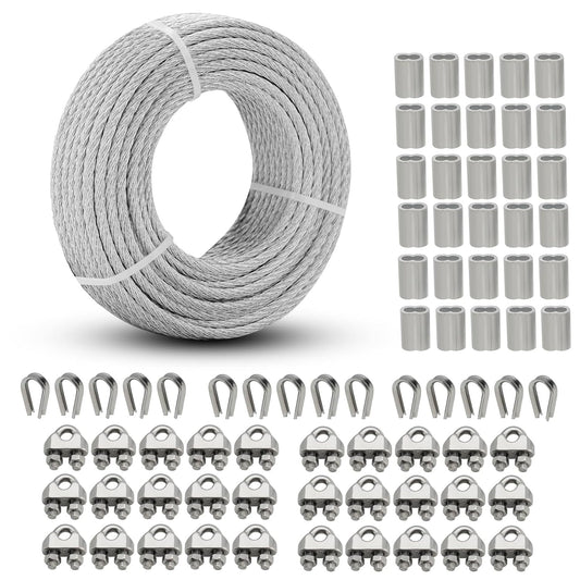 1/8 Cable Steel Cable Kit 150ft for Outdoor Projects and More
