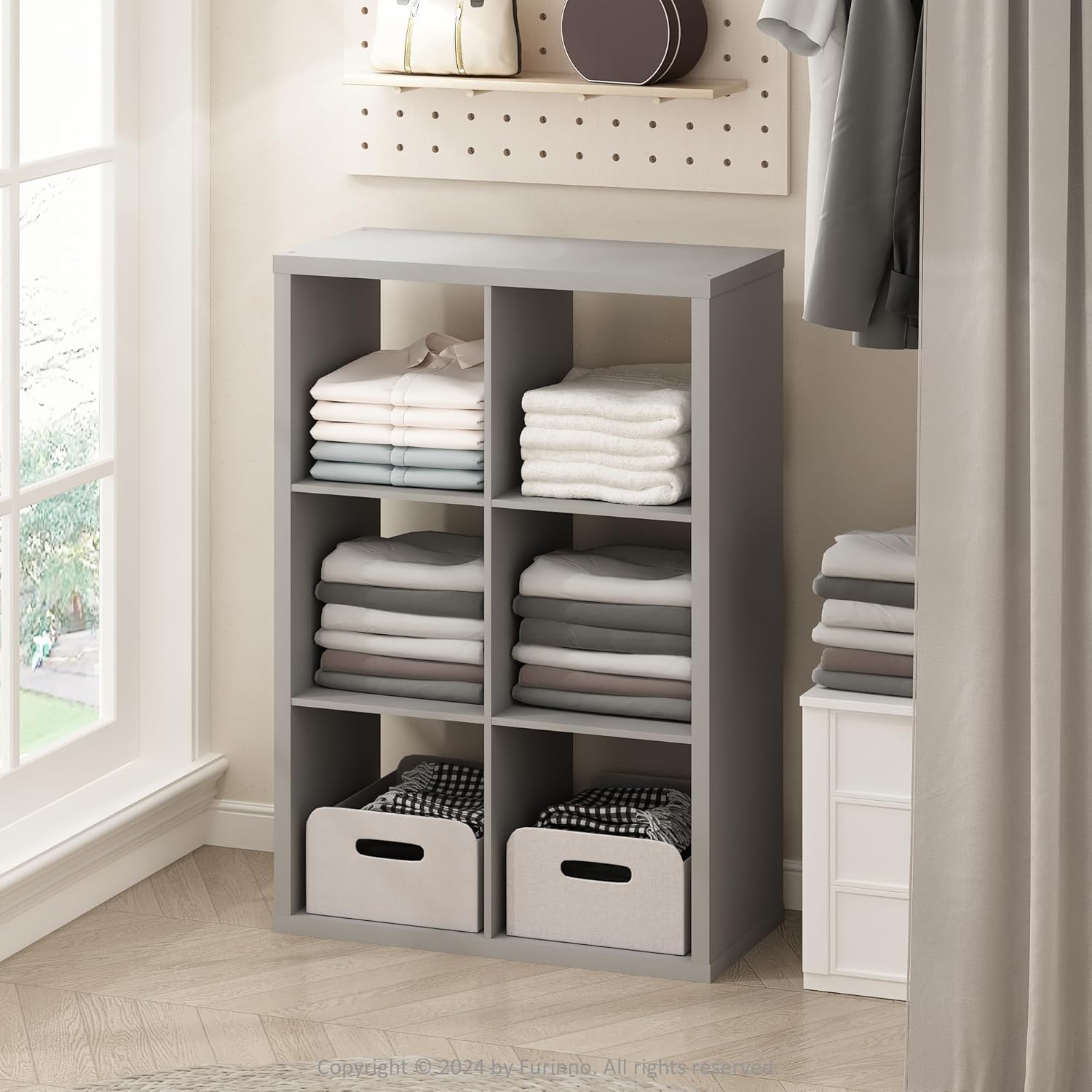 Furinno Cubic Open Back 6-Cube Storage Organizer Shelf