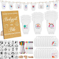 Baby Shower Game Kit 151 Pcs - Bibs, Bodysuits, Wooden Sign, Markers