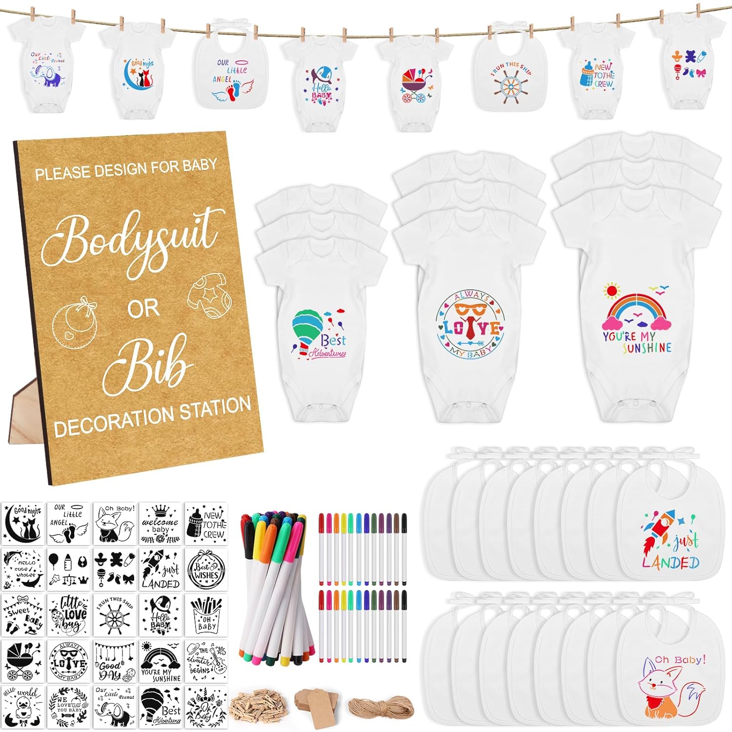 Pydeeirom 151 Pcs Baby Shower Game Decorations Kit for Fun Events