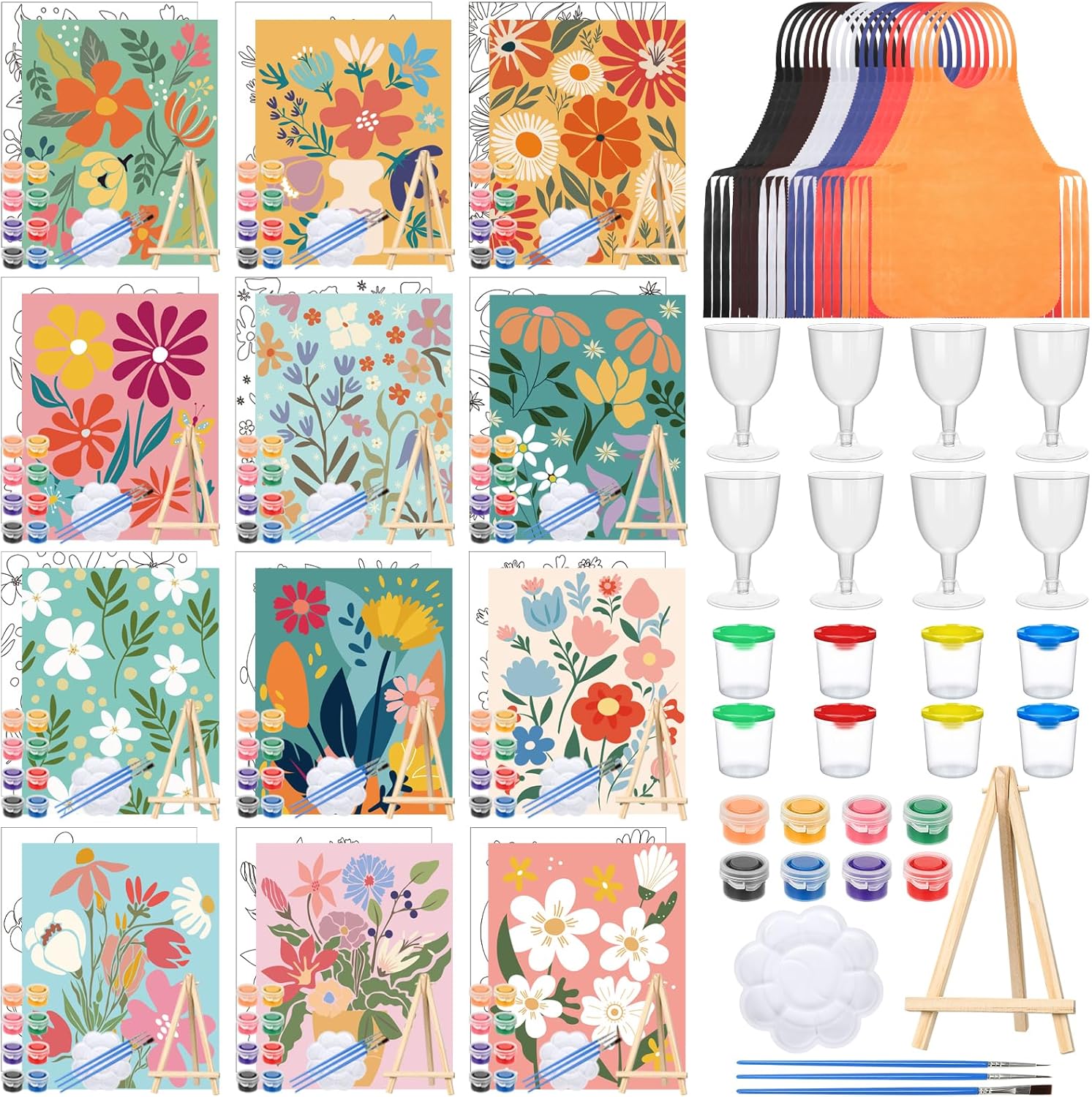 Sherr 96 Pcs Pre Drawn Canvas Kit for Painting Craft Fun
