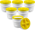 3.5 Gallon White Bucket with Yellow Gamma Lid for Food Storage