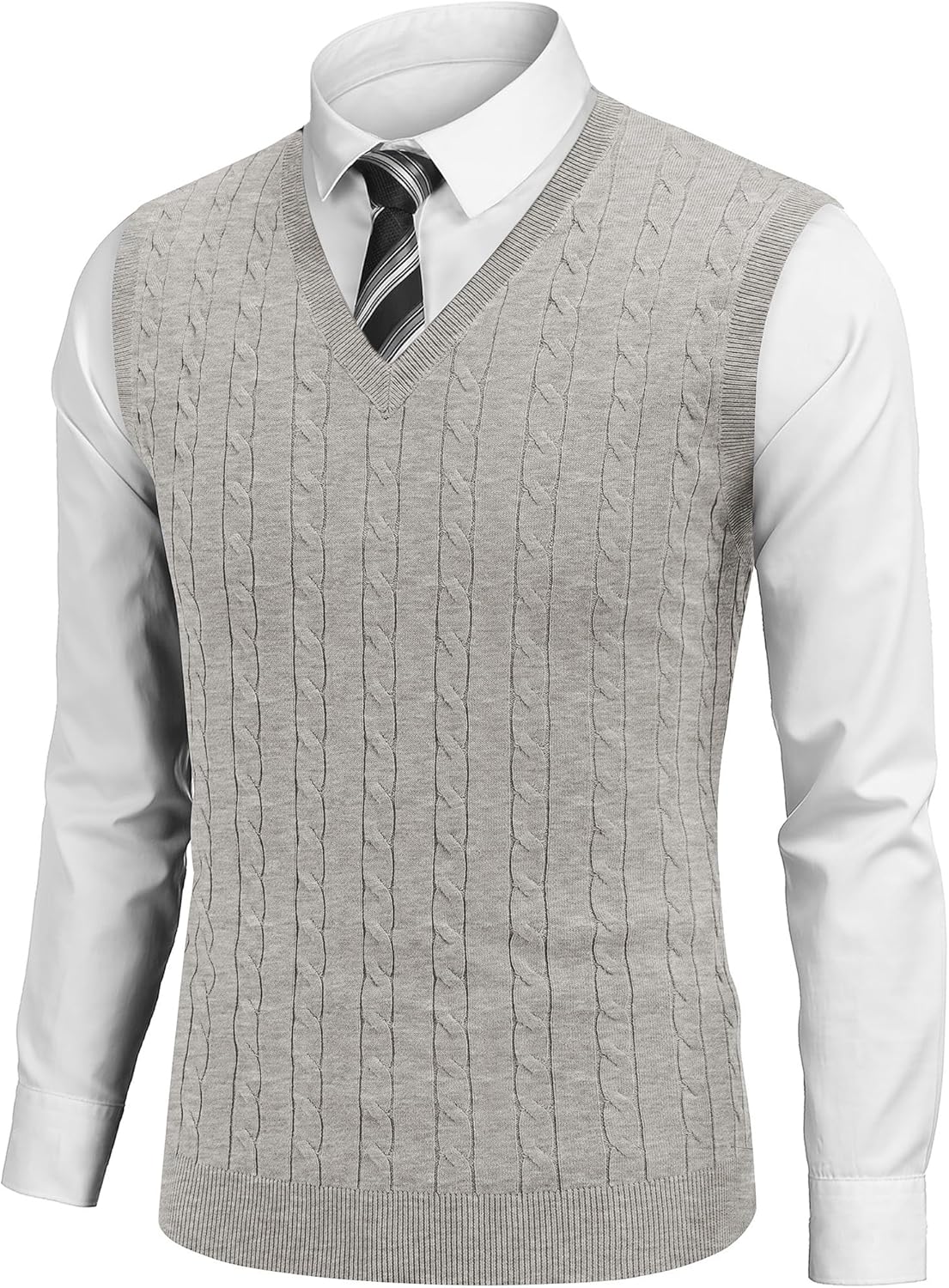COOFANDY Men's Sweater Vest - Stylish V Neck Slim Fit Pullover