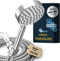 Handheld Low Flow Shower Head 1.75 GPM - Solid Metal, 6ft Hose