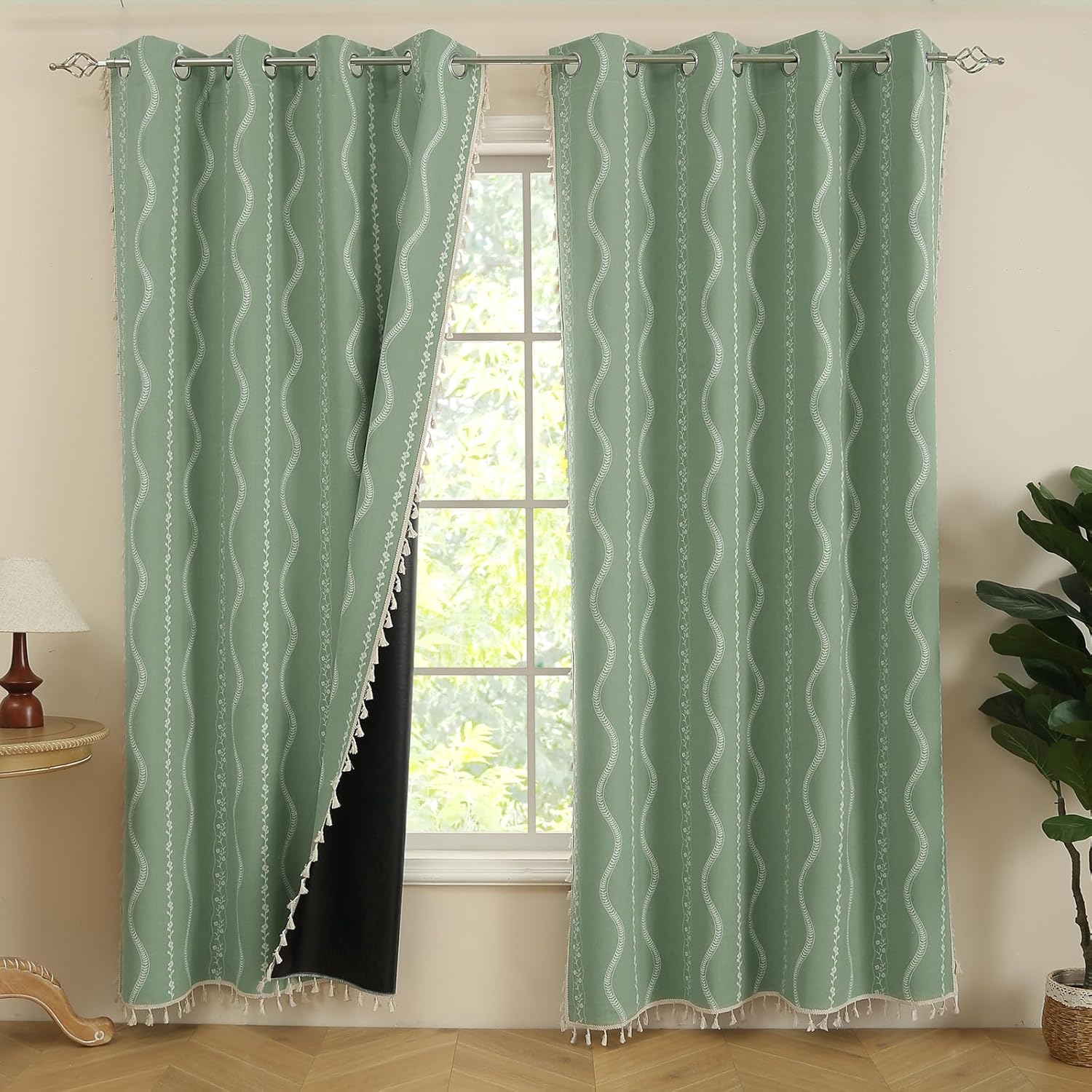 Boho Blackout Curtains Floral Thermal Insulated 84 Inch Panels