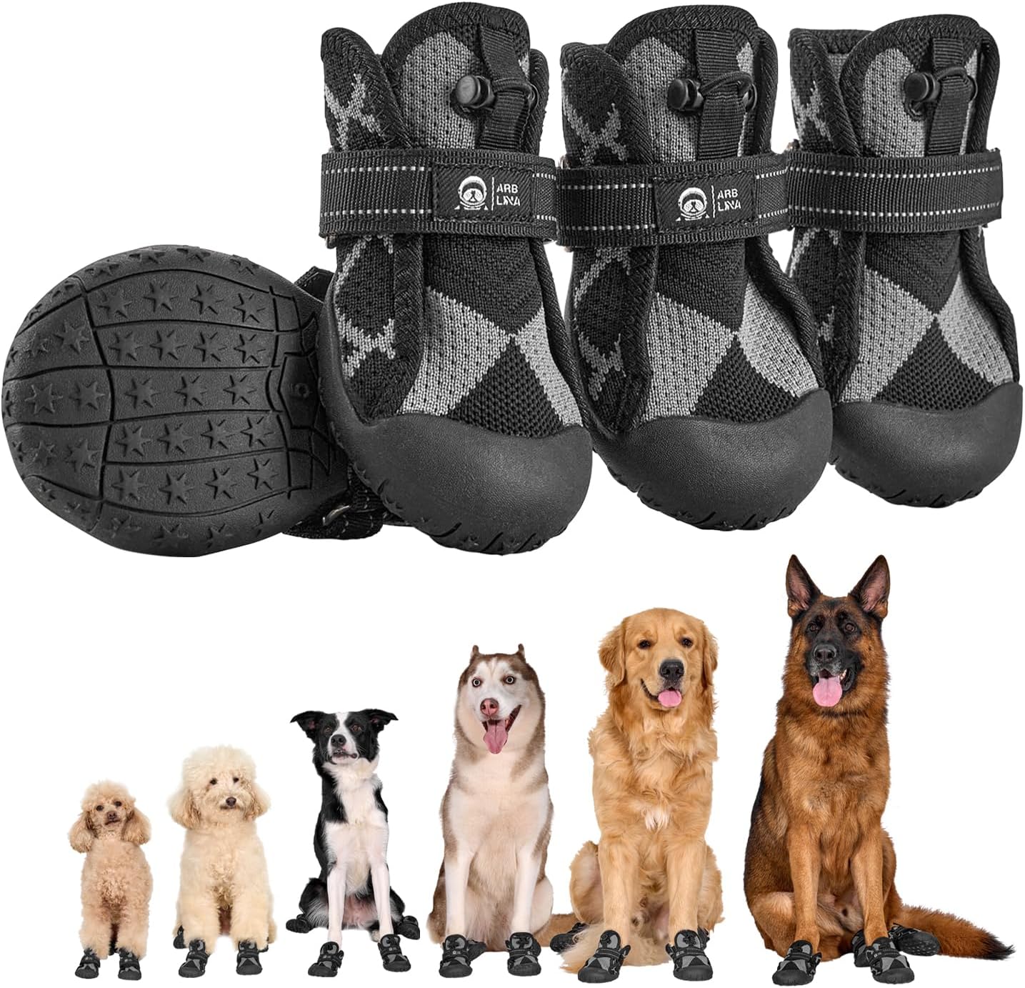 Dog Shoes for Large Medium Dogs - Waterproof Anti Slip Booties