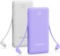 10000mAh Slim Portable Charger with Built in Cable - Compact 4-Device