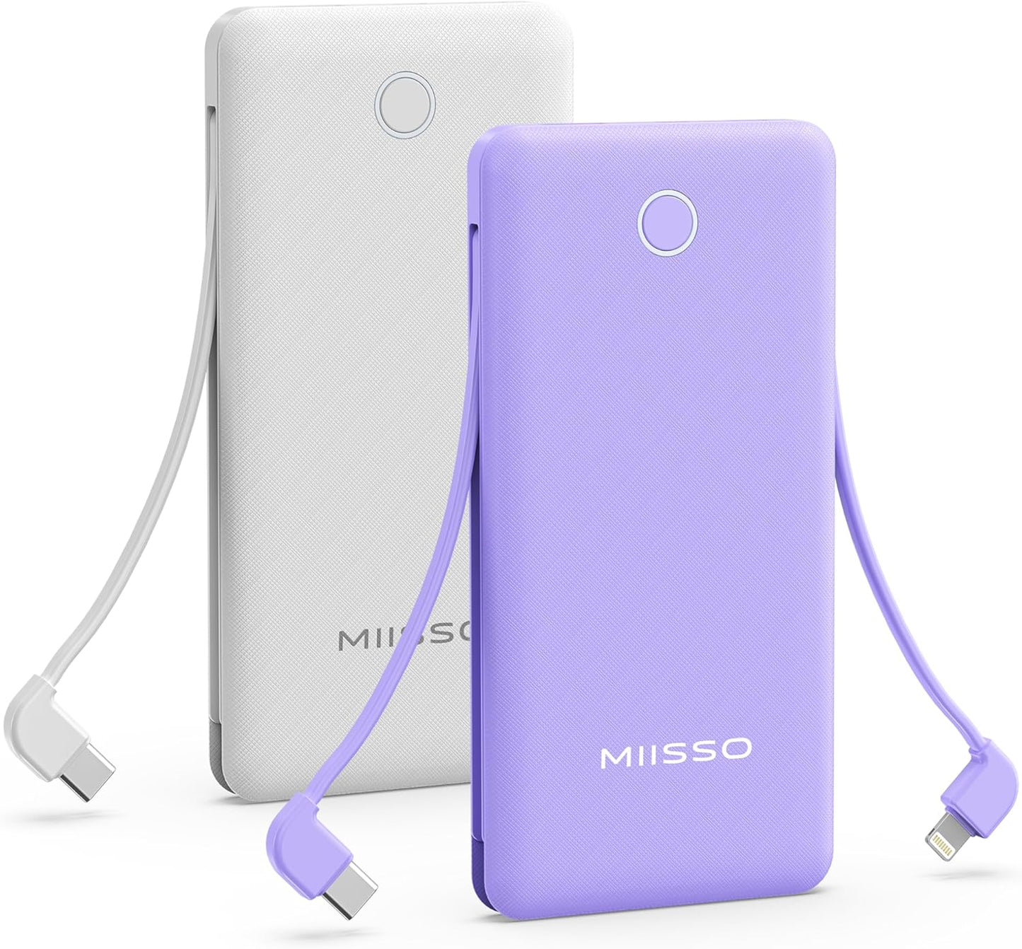 10000mAh Slim Portable Charger with Built-in Cables for Travel